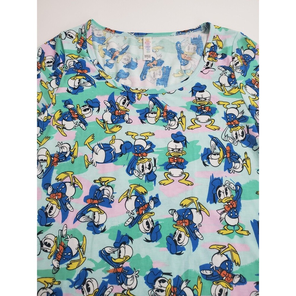 LuLuRoa Women's Short Sleeve Disney Donald Duck Graphic Casual Blouse, Small‎